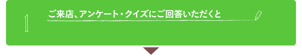 ご来店、アンケート・クイズにご回答いただくと